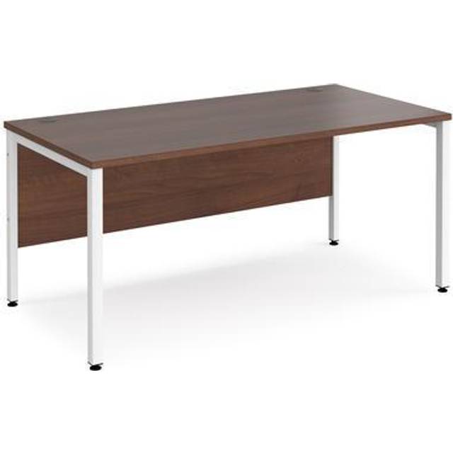 Maestro 25 Straight Office Desk White Leg Frame and Walnut Table Top - 1600x800mm