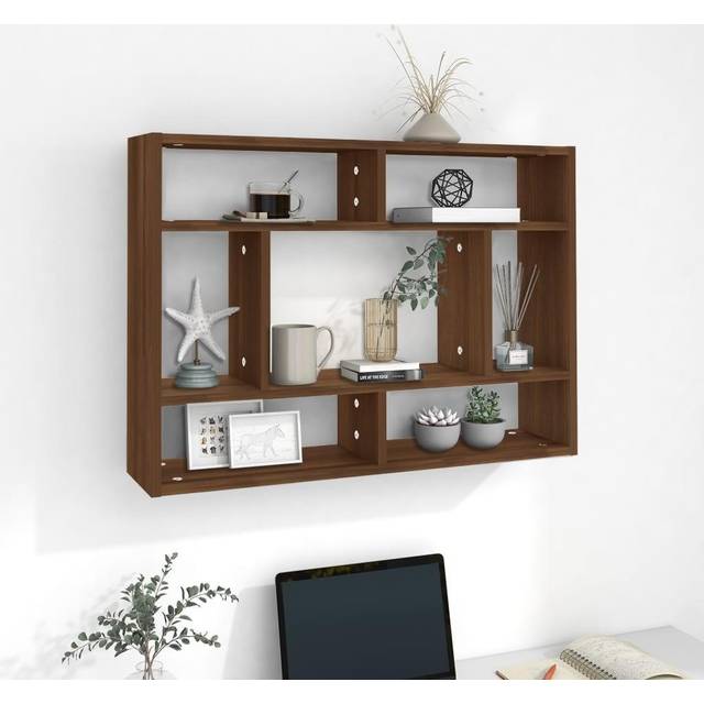 vidaXL Wall Shelf Brown Oak 75x16x55 cm Engineered Wood