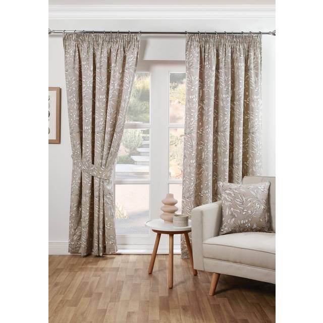 Aviary Ready Made Pencil Pleat Curtains Parchment - Beige
