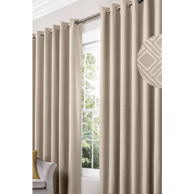 Alan Symonds Diamond Pair of Blackout Eyelet Curtains - Silver