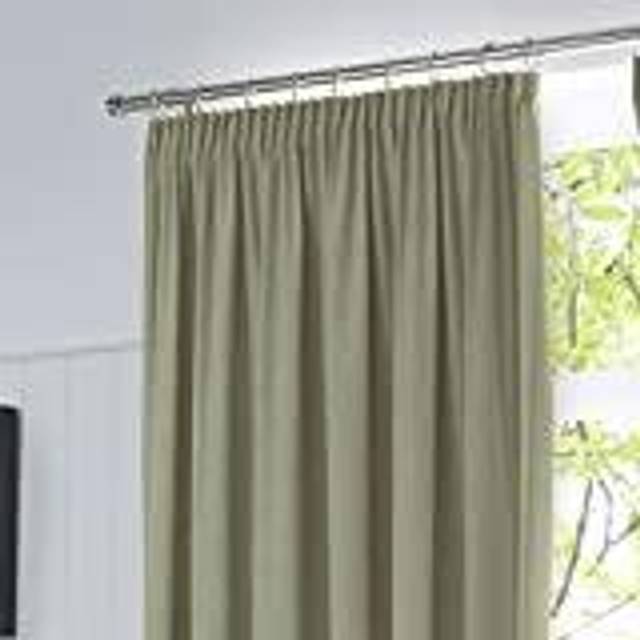 'Dijon' Thermal and Blackout Fully Lined Pencil Pleat Curtains - Green - 229cm width x 137cm drop