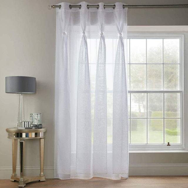 Alan Symonds Diana Dolly Diamante Ring Top Curtain Panel Silver 57x108" (145x274cm)