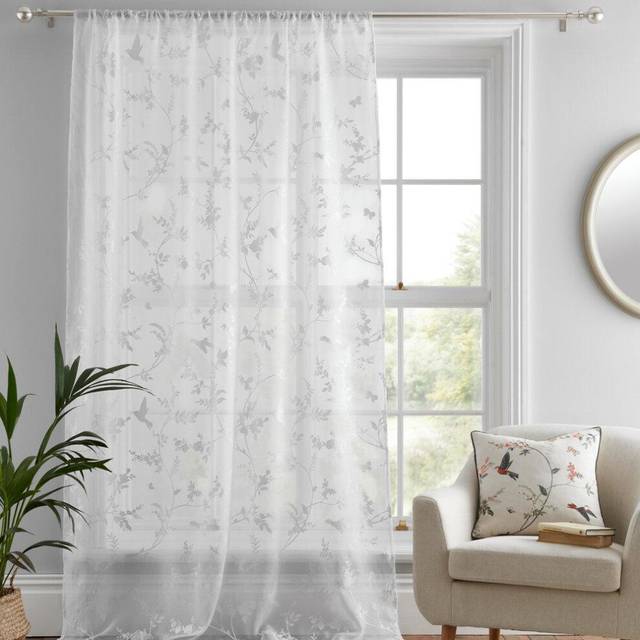 Darnley Voile Panel - White - 55w X 48d (140x122cm) - Dreams & Drapes