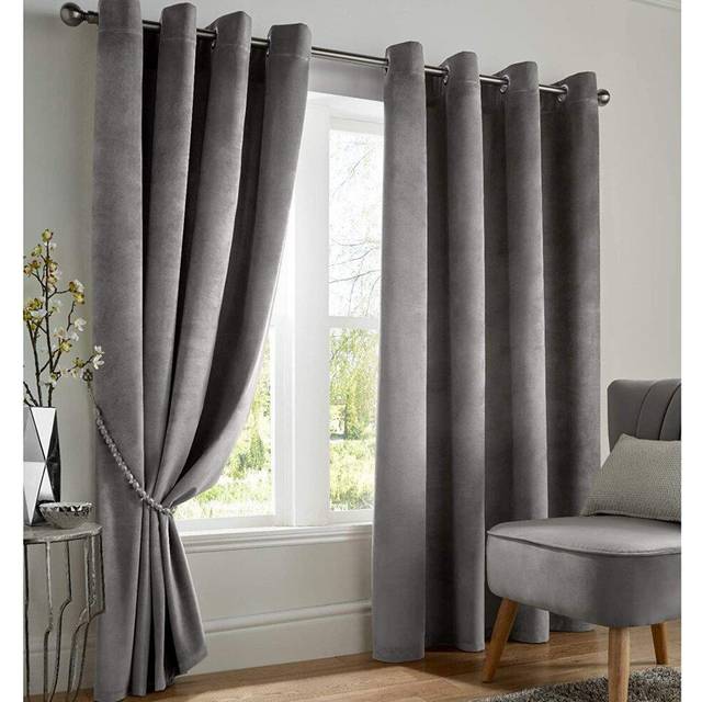 Alan Symonds Velvet Blackout Pair of Eyelet Curtains