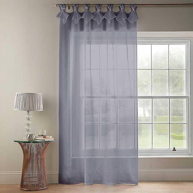 "Alan Symonds Tiara Dolly Diamante Tab Top Curtain Panel Silver 57x90"" (145x229cm)"