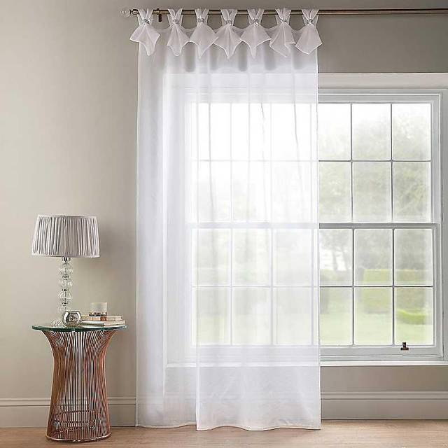 Tiara Dolly Diamante Tab Top Curtain Panel White 57x90' (145x229cm) - Alan Symonds