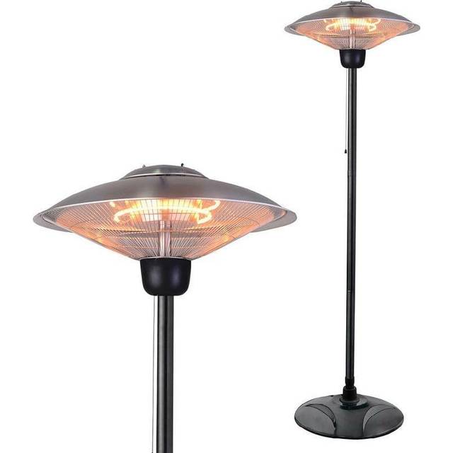 2000 Watt Floor Standing Halogen Element Patio Heater - Silver