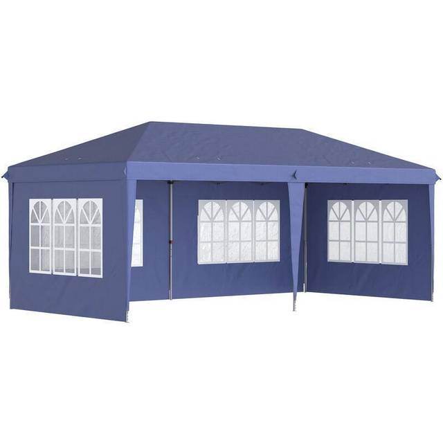 Outsunny 3 x 6m Heavy Duty Gazebo Marquee Party Tent with Storage Bag Blue | TJ Hughes