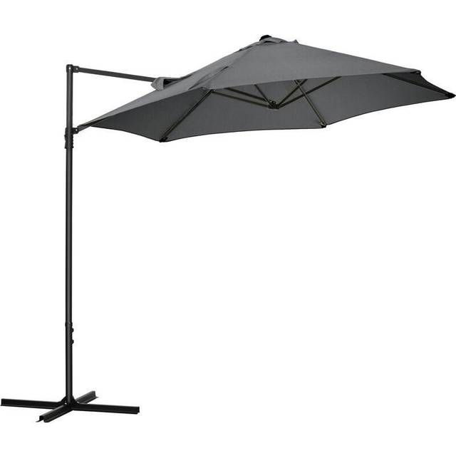 Outsunny 2.5M Offset Roma Patio Umbrella W/ 360° Rotation and Base - Dark Grey | TJ Hughes
