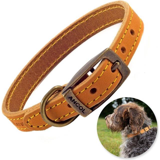 Ancol Timberwolf Leather Collars Mustard 8 Sizes - Size 3 (28-36cm)