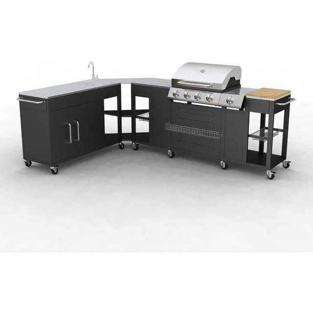 GAS BBQ BARBECUE OUTDOOR KITCHEN STAINLESS STEEL 5 BURNERS SIDE BURNER