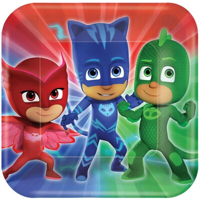 "PJ Masks Square Paper Plates - 9"""""""" (Pack of 8) - Fun and Multicolor Tableware - Perfect for Kids' Celebrations  Birthday Parties  and PJ Masks Fans"