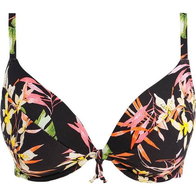 Freya Womens Savanna Sunset Plunge Tie Bikini Top - Black Polyamide - Size 34D