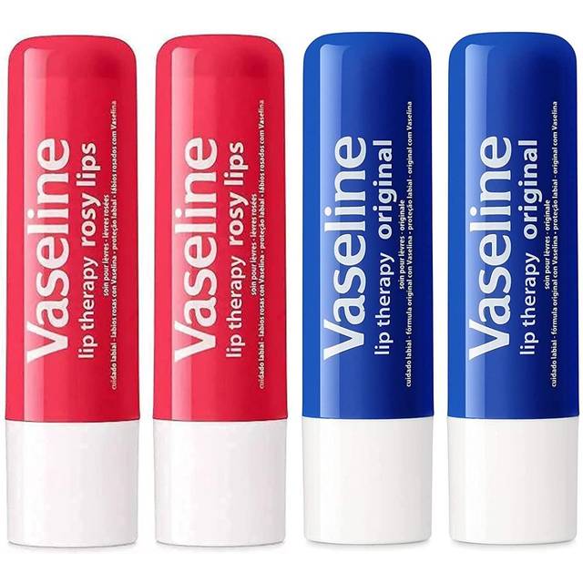 Vaseline Lip Therapy Stick  Petroleum Jelly Vaseline Lip Balm  48g each (2 Rosy - 2 Original)