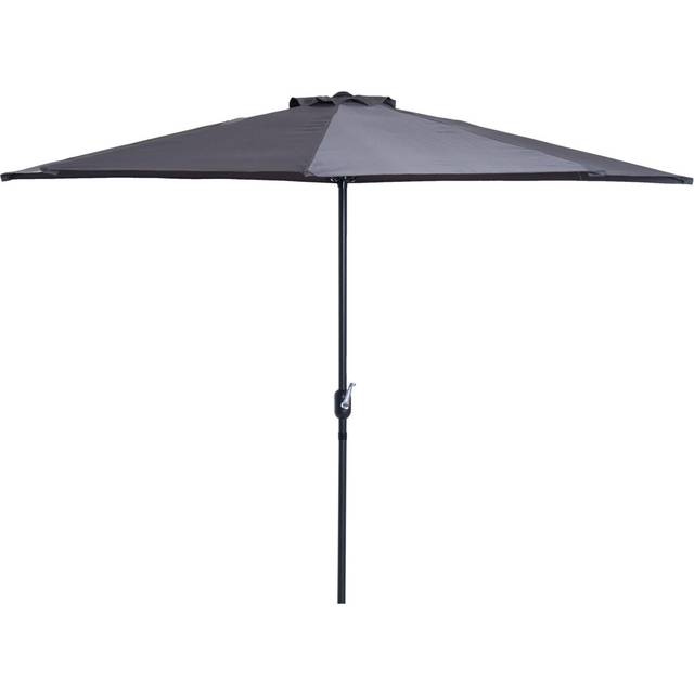 Halvcirkelformat Parasoll med Handvev - Svart 293 x 150 x 249 cm
