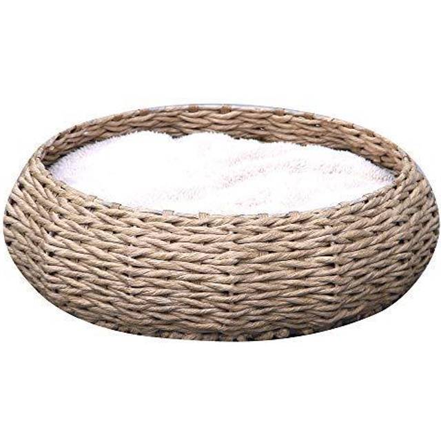 Petpals Hand Made Paper Rope Round Bed for Cat/Dog/Pet Sleep with Pillow, Natural
