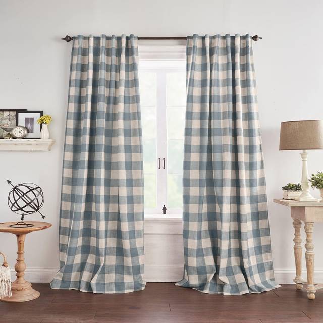 Elrene Home Fashions Farmhouse Living Grainger Buffalo-Check Blackout Window Curtain, Living Room and Bedroom Drape with Rod Pocket Tabs, 52