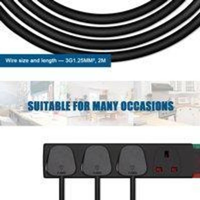 ExtraStar 4 Way Extension Lead with Surge Protection, 13A/250V~ Multi Sockets Power Strips, 3120W Fused UK Plug Wall Mounted Power Socket with 2M