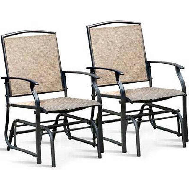 Costway Set of 2 Brown Glider Rocking Garden Chair