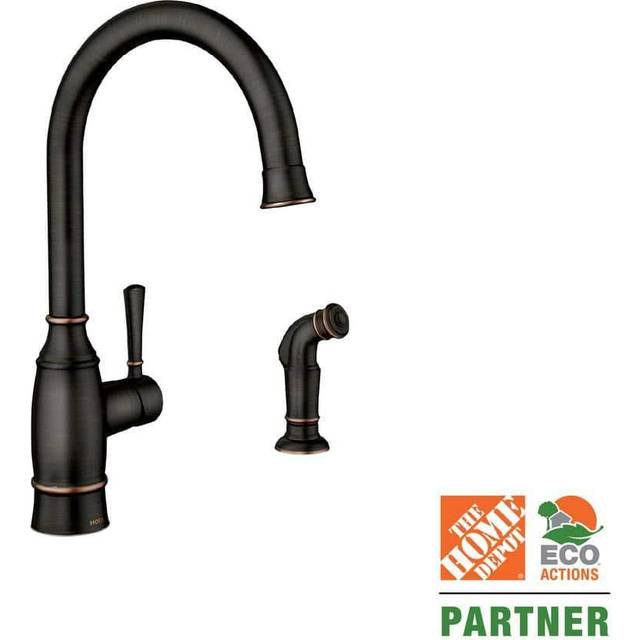 Moen Noell Mediterranean Bronze Traditional Single-Handle Standard Kitchen Faucet with Side Sprayer  87506BRB