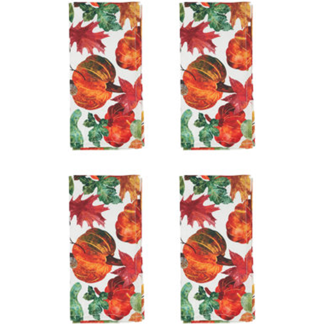 Saro Lifestyle 3321.M20S 20 in. Pumpkin Foliage Table Napkins, Multi Color - Set of 4