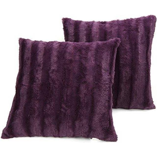 Cheer Collection Faux Fur Throw Pillows - Decorative Pillows for Couch  Bed Throw Pillows  Purple Accent Pillows for Bedroom or Living Room