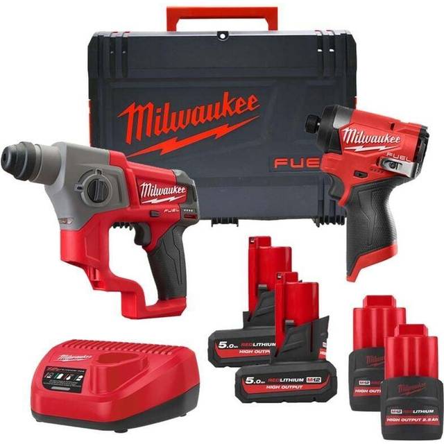Milwaukee M12FPP2M2-5253X M12 FUEL 12V Impact Driver & SDS+ Hammer Kit