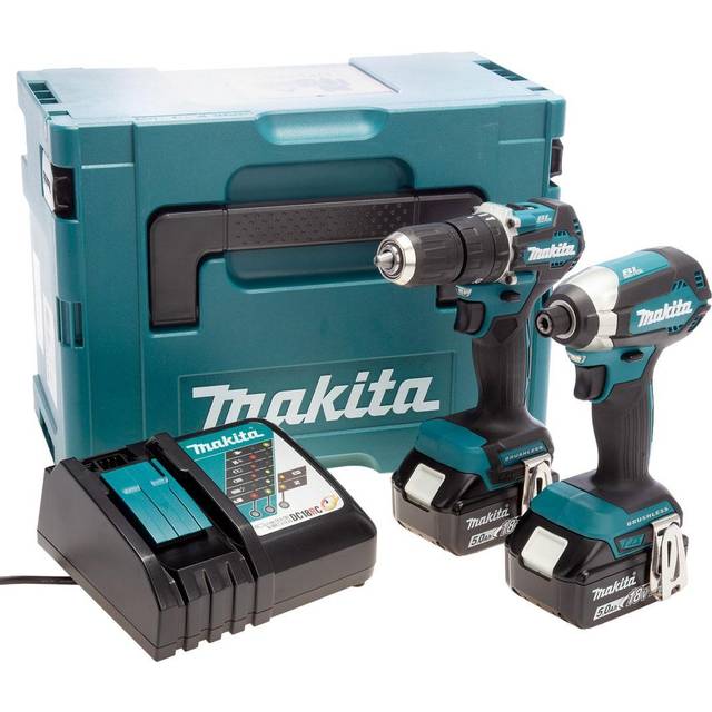 Makita 18v DLX2460TJ Brushless Kit DHP487 Hammer Drill DTD153 Impact Driver 5ah