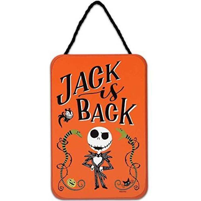 Open Road Brands Disney The Nightmare Before Christmas Jack is Back Hanging Wood Wall Decor  Spooky Jack Skellington Sign for H