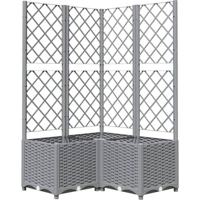 (light grey, 80 x 80 x 136 cm) vidaXL Garden Planter with Trellis PP Outdoor Raised Bed Flower Pot Planter