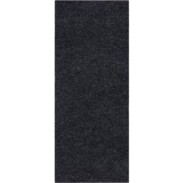Ottomanson Solid Design Non-Slip Rubberback 2x7 Indoor/Outdoor Runner Rug for Hallway  Kitchen  Living Room  Garage  Patio  2' x 7'  Black