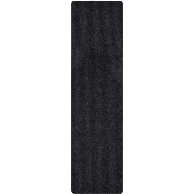 Ottomanson Solid Design Non-Slip Rubberback 2x20 Indoor/Outdoor Runner Rug for Hallway  Kitchen  Living Room  Garage  Patio  2' x 20'  Black