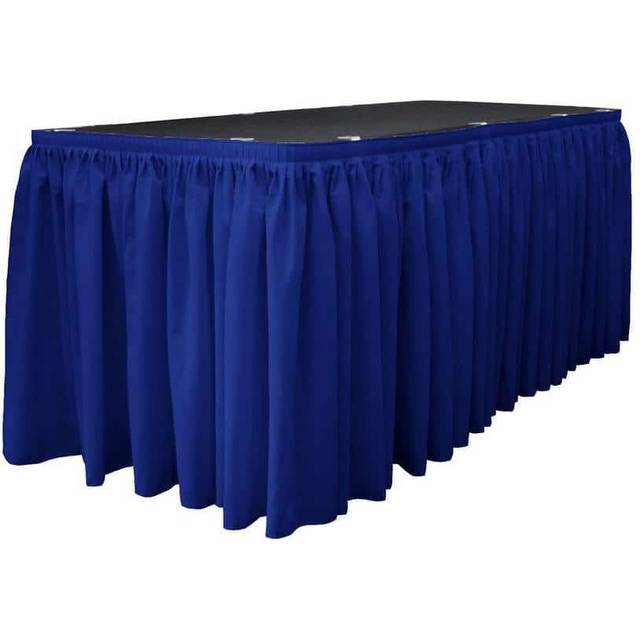 LA Linen Polyester Poplin Table Skirt 17-Foot by 29-Inch Long with 10 L-Clips  Royal Blue