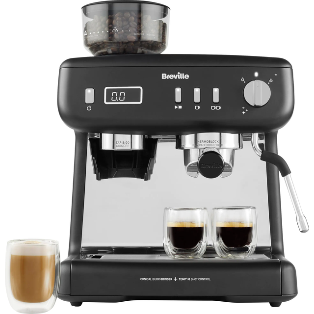 Breville Barista Max+ portafilter | Espressomaskin med intelligent kvarn och dosering | integrerad mjölkskummare | precisionstimer för extraktion | 15-barspump | svart [VCF152X]