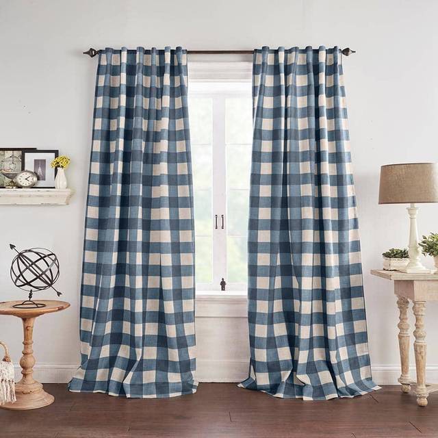 Elrene Home Fashions Farmhouse Living Grainger Buffalo-Check Blackout Window Curtain, Living Room and Bedroom Drape with Rod Pocket Tabs, 52