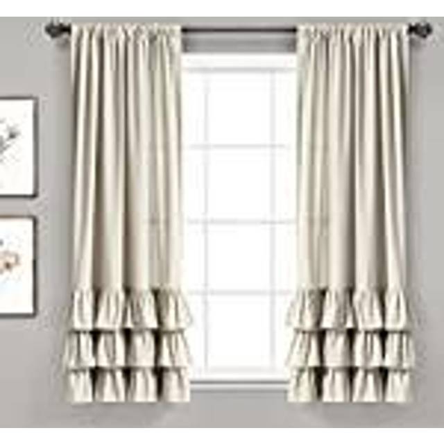 Lush Decor Allison Ruffle Window Curtain Panel Pair  63 Long x 40 Wide  Neutral