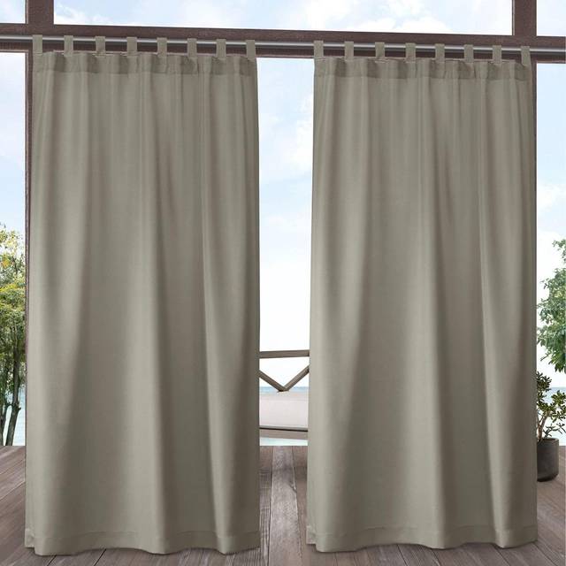 "Exclusive Home Cabana Solid Indoor/Outdoor Light Filtering Hook-and-Loop Tab Top Curtain Panel  54""""""""x120""""""""  Taupe  Set of 2"