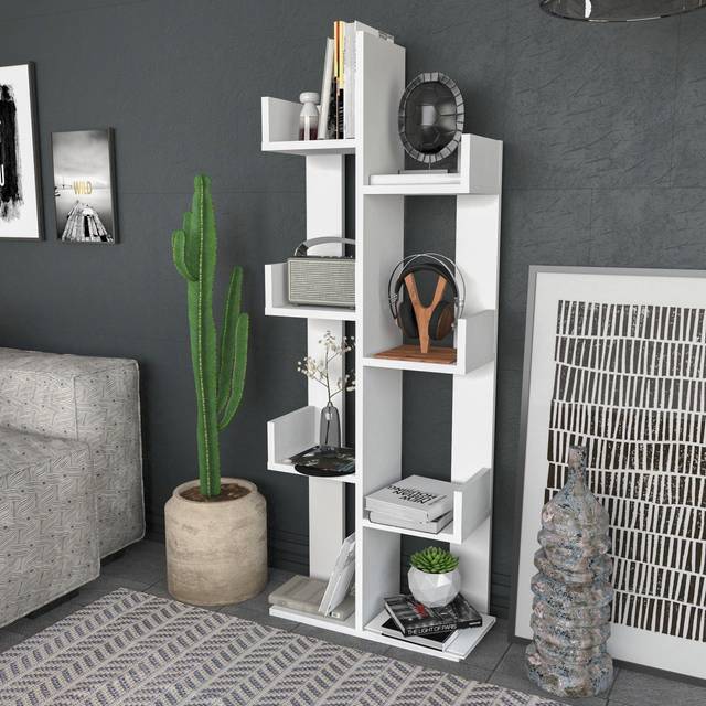 Decorotika Lui 137 Cm Tall Modern Accent Ladder Style Bookcase Bookshelf Plant Stand - White, White