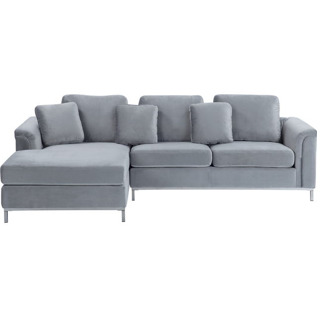 Right Hand Velvet Corner Sofa Light Grey OSLO