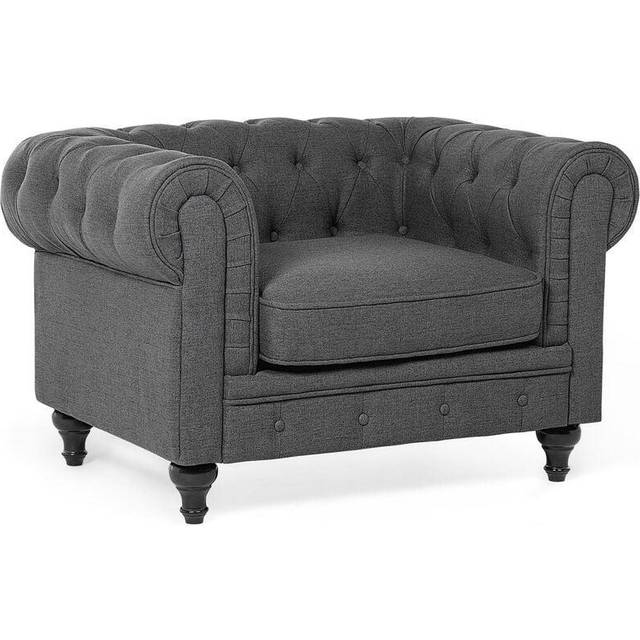 Modern Fabric Club Chair Classic Button Tufted Grey Chesterfield