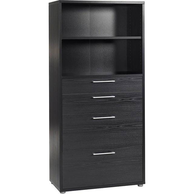 Prima Bookcase 1 Shelf With 2 Drawers + 2 File Drawers In Oak