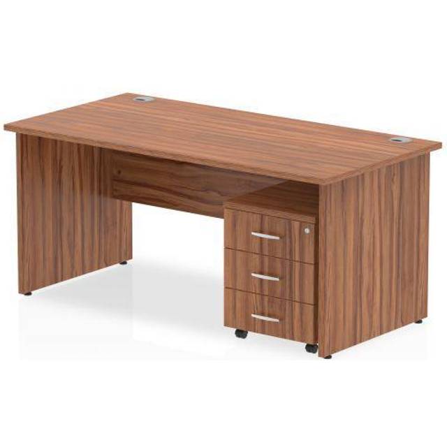 Impulse 1400x800mm Desk Walnut Top Panel End Leg and Mobile Ped