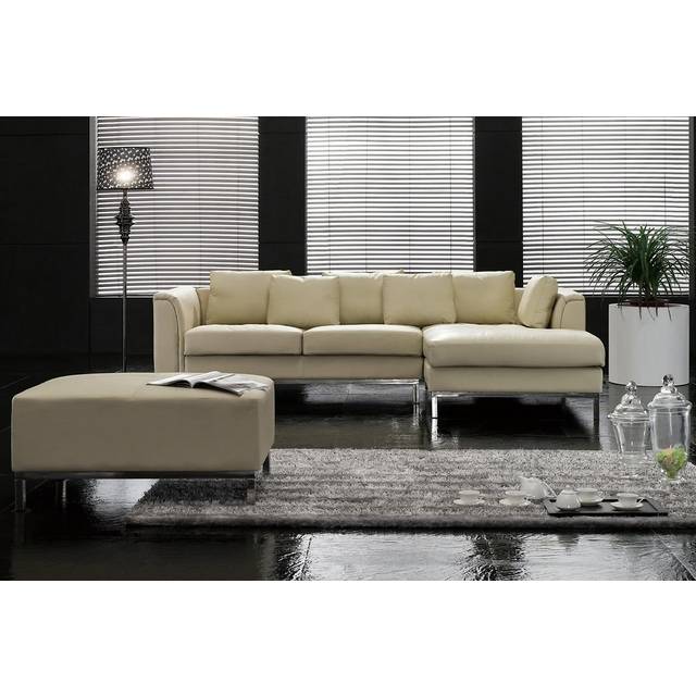 Beliani Left Hand Leather Corner Sofa Beige Oslo, Brown