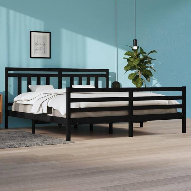 vidaXL Bed Frame without Mattress Black 200x200 cm Solid Wood
