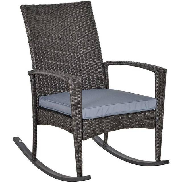 Outsunny Garden Rattan Rocking Chair - Grey