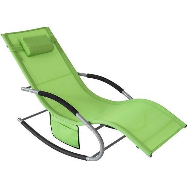 SoBuyÂ® OGS28-GR, Outdoor Rocking Chair Sun Lounger with Side Bag