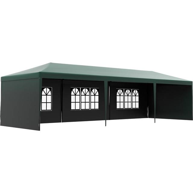 Outsunny 9m x 3m Outdoor Garden Gazebo Wedding Party Tent Canopy Marquee Green