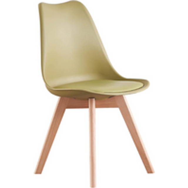 (Lime Green, Single) Lorenzo Dining Chair, Plastic Chair with Leather Cushions for Dining Room Kitchen