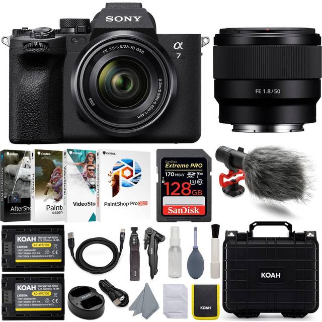 Sony Alpha 7 IV Full Frame Mirrorless Camera with 28-70mm and FE 50mm f/1.8 Camera Lens Kit in Black