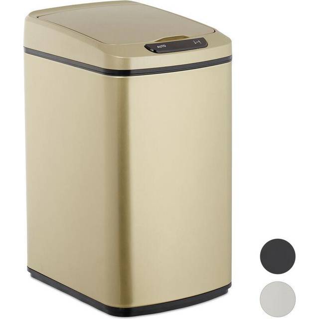 Sensor Bin 12L, Square Trash Can With Lid & Bucket, Kitchen & Bath, Automatic Waste Collection, Rose-Gold - Relaxdays